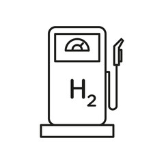 Hydrogen fuel pump icon flat line symbol set.