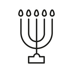 Jewish Candles icon flat line symbol set.