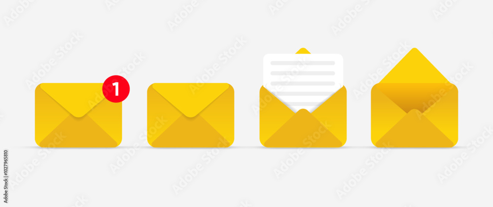 Aufkleber new message notification concept on realistic smartphone mockup. new email pop up. incoming, open me