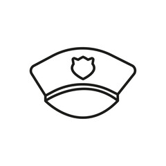 Police officer cap icon flat line symbol set.