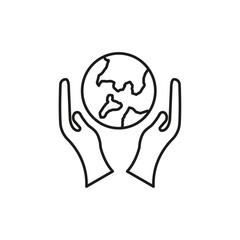 Save the world icon flat line symbol set.