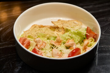 Delicious Fresh Shrimp Salad Featuring Crisp Vegetables and Tasty Cheddar for a Gourmet Experience