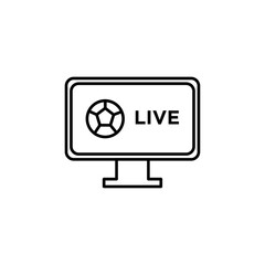 Soccer Live Match on Tv icon flat line symbol set.