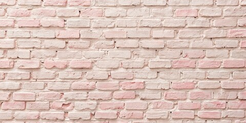 Naklejka premium Pale Pink Retro Brick Wall Texture for Fashion Photography, Whitewashed Background, Vintage Aesthetic, Soft Colors, Urban Style, Textured Wall, Chic Fashion Shoot, Pastel Palette