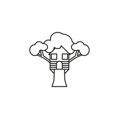 Tree house icon flat line symbol set.