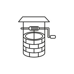 well icon flat line symbol set.