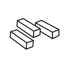 Wooden block icon flat line symbol set.