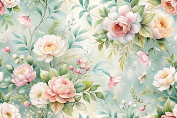 Soft Light Floral Background Wallpaper - Watercolor Painting Pattern for Serenity and Calmness in Home Decor