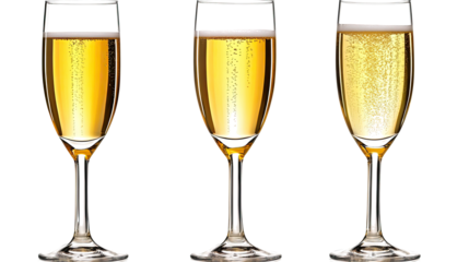 Champagne Glasses Filled With Bubbly on White Background Generative AI