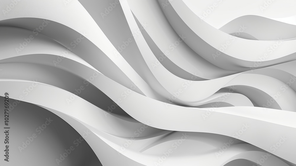 Poster architectural design featuring white curves creating a wave pattern