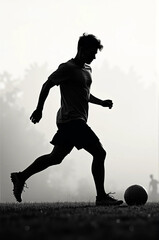 Naklejka premium Soccer Magic in Motion: Silhouette of a Young Star Kicking Goals!