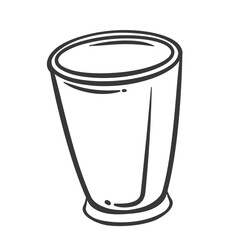 Coffee or tea cup line icon. Outline paper or plastic mug for hot drink, blank cardboard container for takeaway liquid product. Breakfast drink mascot, hand drawn empty cup icon vector illustration