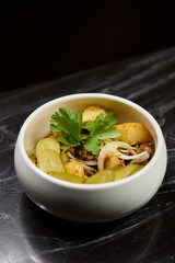 A Delicious and Colorful Vegetable Salad Created with Fresh Herbs and Spices for Flavor