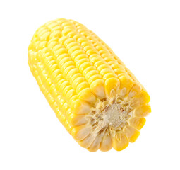 Half of fresh corncob isolated on white