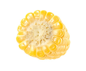 Half of fresh corncob isolated on white