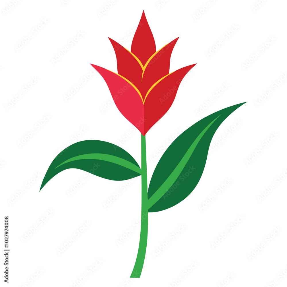 Canvas Prints Heliconia Flower Vector Line Art.
