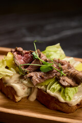 Enjoy a delicious gourmet sandwich made with the freshest ingredients, perfect for food lovers