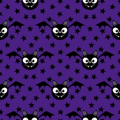Halloween animals seamless bats vampire pattern for wrapping paper and fabrics
