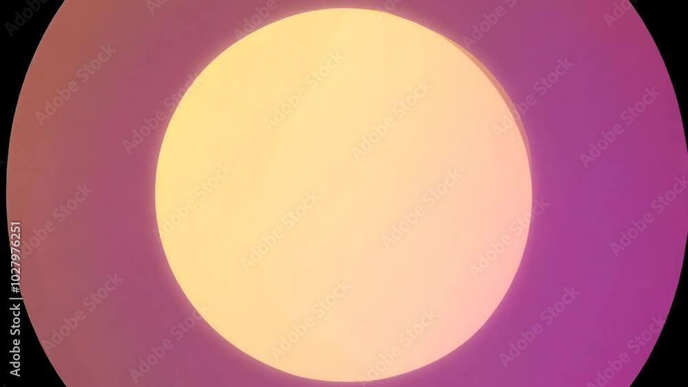 Poster pink circle emerges from a dark background, growing larger and brighter before transforming into a v