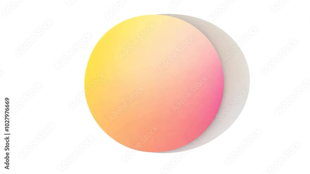Poster gradient circle is completing itself while rotating, casting a moving shadow on a white background. 
