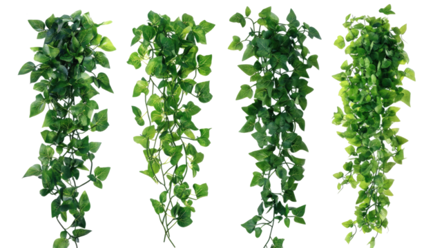 Set of Climbing Vines Displayed Against a White Background Generative AI
