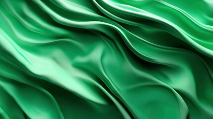 Obraz premium Abstract background of smooth, flowing green fabric with soft, gentle waves.