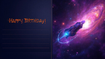 Greeting card: Cosmic Galaxy Adventure Birthday Space Journey