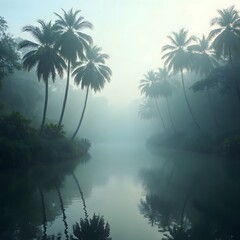 tropical island with palm trees