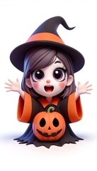 3D Cartoon Girl in Seasonal Outfits – Halloween, Christmas, and Summer Themes