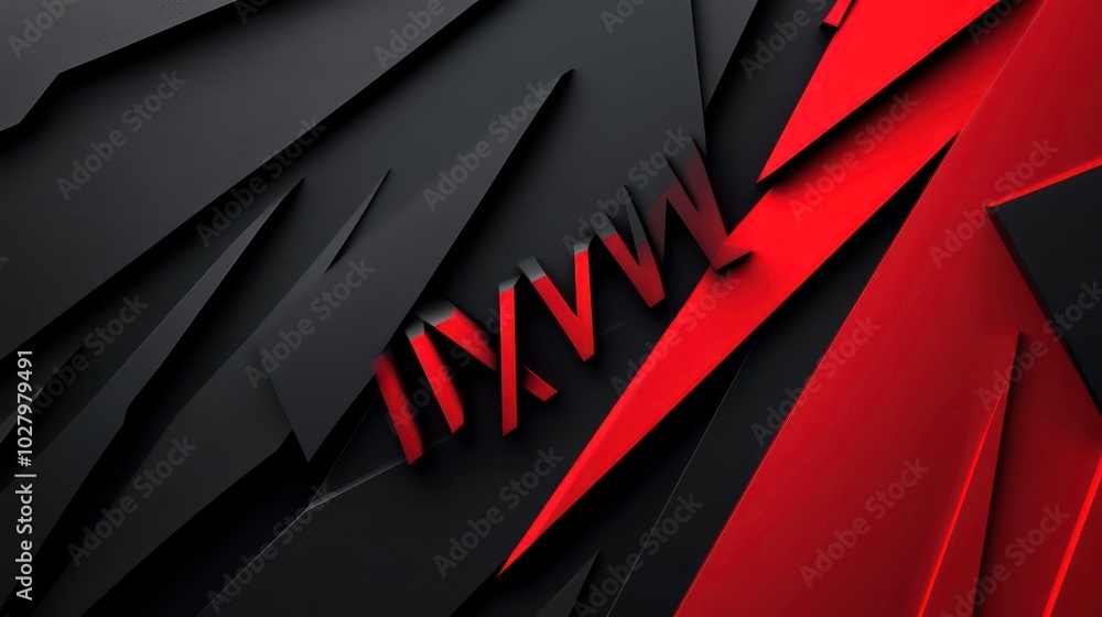 Aufkleber abstract geometric design with black and red sharp angles and lightning bolt shape.