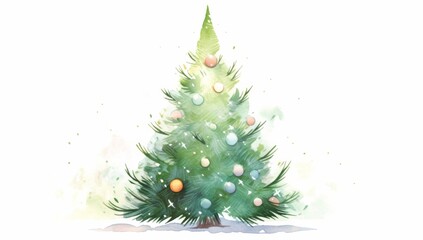 Obraz premium Christmas Tree with Decorations and gifts on a White Background, for Christmas Day