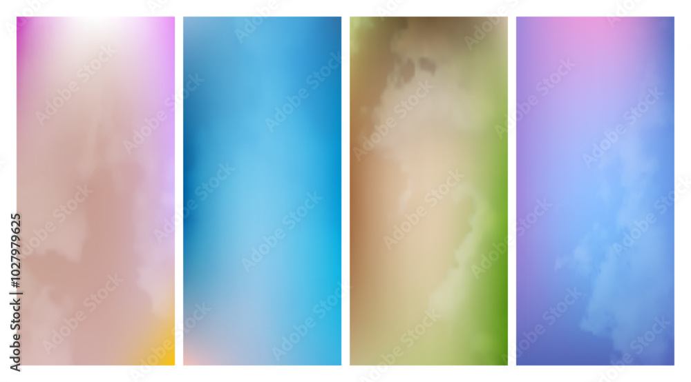 Poster modern colorful gradient background with clouds