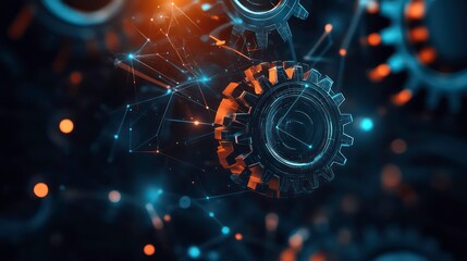 Abstract gears with a network connection.