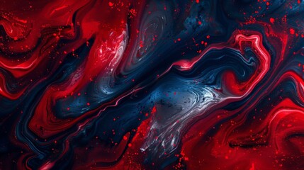 Abstract background forming a mesmerizing pattern with red and blue paint mixing