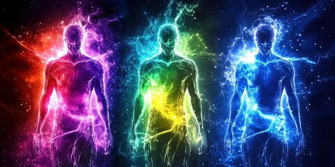 healing aura and metaphysical energy concept with karmic chakras