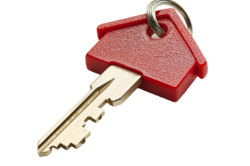 House Key with Red Keychain - Symbol of Home Ownership