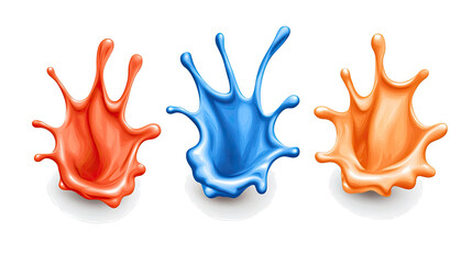 Obraz premium Colorful Paint Splashes in a Vibrant Collection on a White Background Generative AI