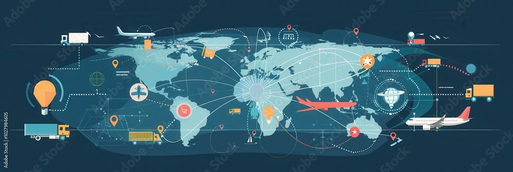 Aufkleber the map displays major transport routes highlighted with icons representing different transportation