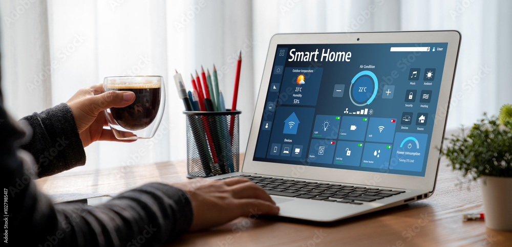 Poster smart home technology, centric remote control system with digital dashboard for air conditioning, sa
