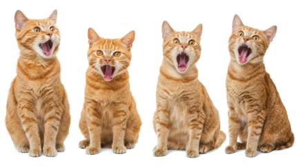 Crazy Surprised Cats Express Their Wild Emotions on a White Backdrop Generative AI