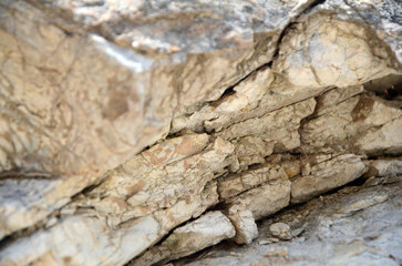 Background. Layered structure of the stone. Island of Mallorca. Spain.