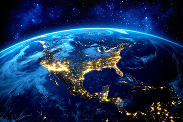 Earth at Night Showing City Lights