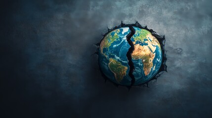 Cracked Earth Breaking Apart Symbolizing Global Crisis and Environmental Issues
