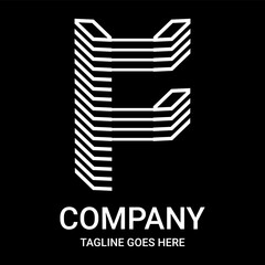 Minimalist design of the letter F logo. Suitable for companies, gamers, or t-shirt designs, hoodies, mugs, hats, etc. This design also looks aesthetic, pro, sporty, unique, and of course very cool.