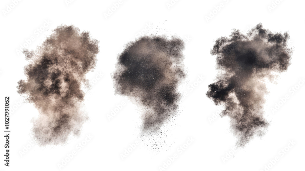 Poster dust clouds collection isolated on white background generative ai