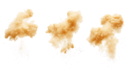 Set of Dust Clouds Swirling on a White Background Generative AI