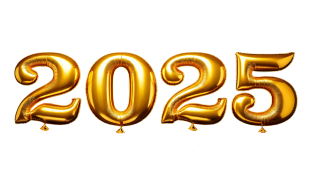 Balloon Letters Displaying 2025 for New Year no Background