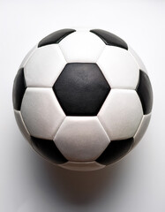 A close-up of a modern soccer ball, isolated on a white background
