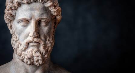 Detailed sculpture of a bearded man with curly hair