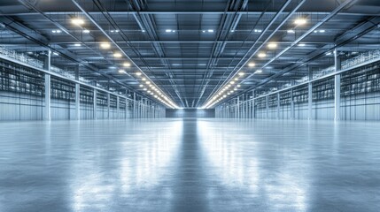 Modern Empty Warehouse with Bright Lighting
